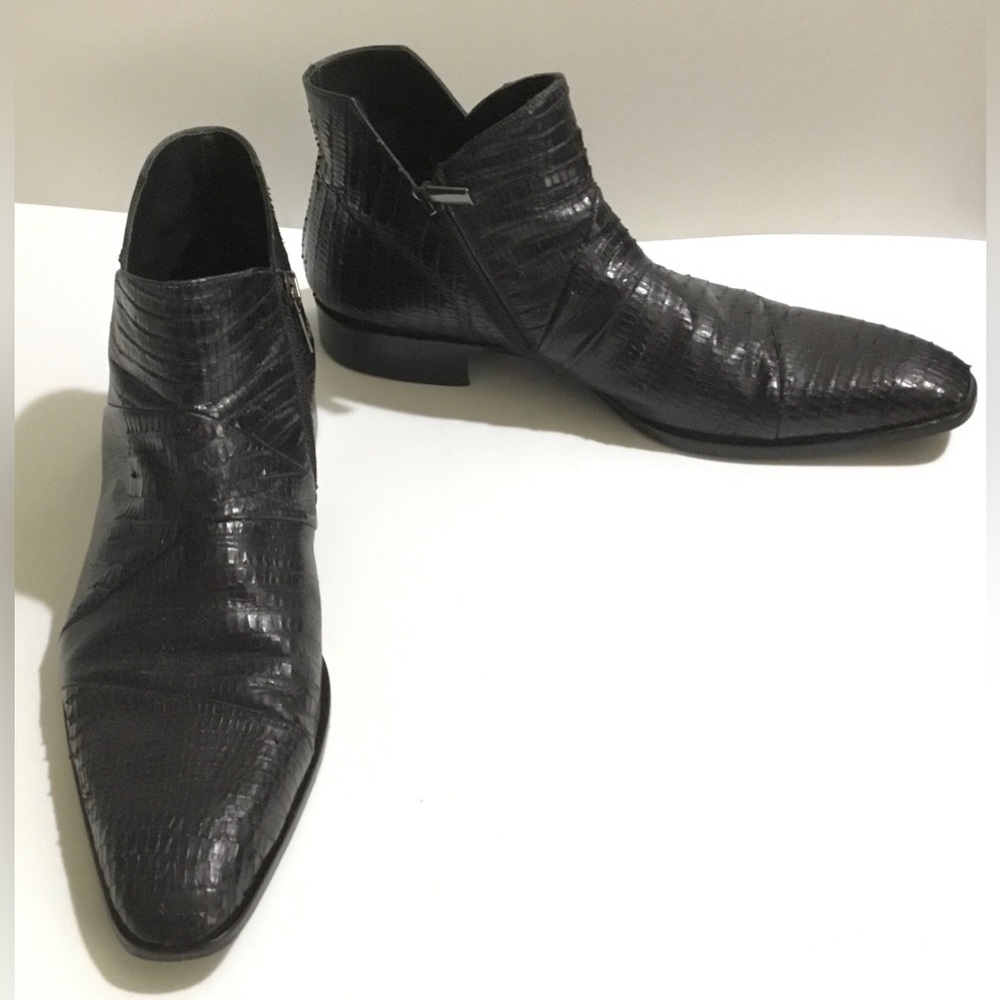 Jo Ghost 🇮🇹 Croc Leather Zip Ankle Boots